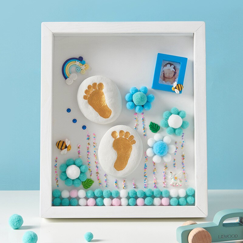 Baby Hand-Voet Stempelkussen Lanugo Souvenir Diy Pasgeboren Van Baby Handafdrukken Voetafdrukken Permanente Baby 'S Eerste Maand Souvenirs: Hand Foot Footprints White