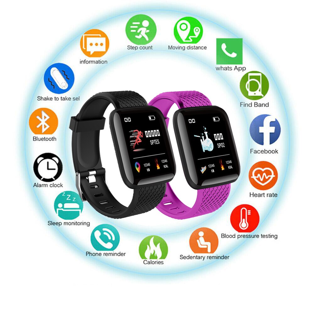 ID116 Plus Bluetooth Smart Watch Heart Rate Monitor Smart Watches Fitness Tracker Bracelet IP67 Waterproof Men's Smart Wristband