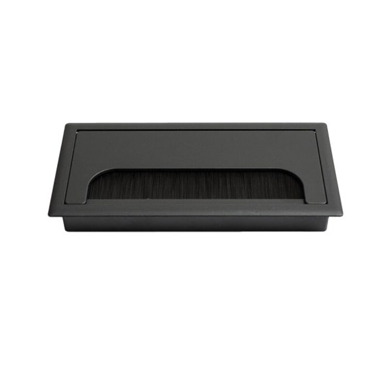 Bord skrivebord rektangel ledningsdeksel kabelgjennomføring lednings hulldeksel utløpsport med svart børste møbler hullplugg: Svart / 80 x 80mm