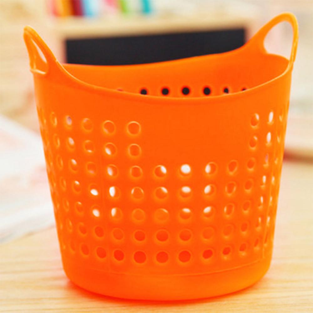 Mini panier de rangement de bureau en plastique, corbeille à papier, pour produits cosmétiques: Orange