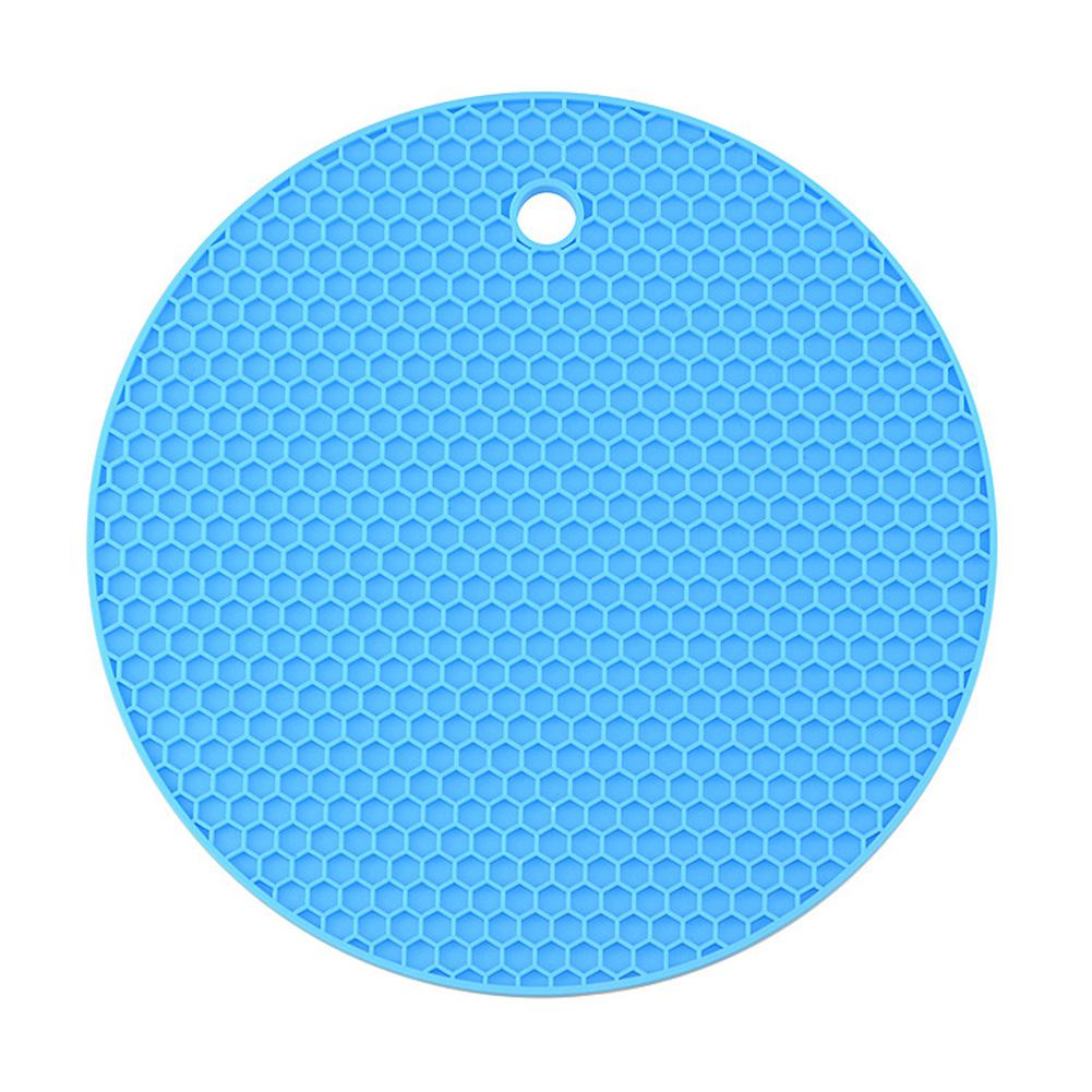 Circulaire Honingraat Siliconen Isolatie Mat Verdikte Anti-Slip Isolatie Mat: Light blue