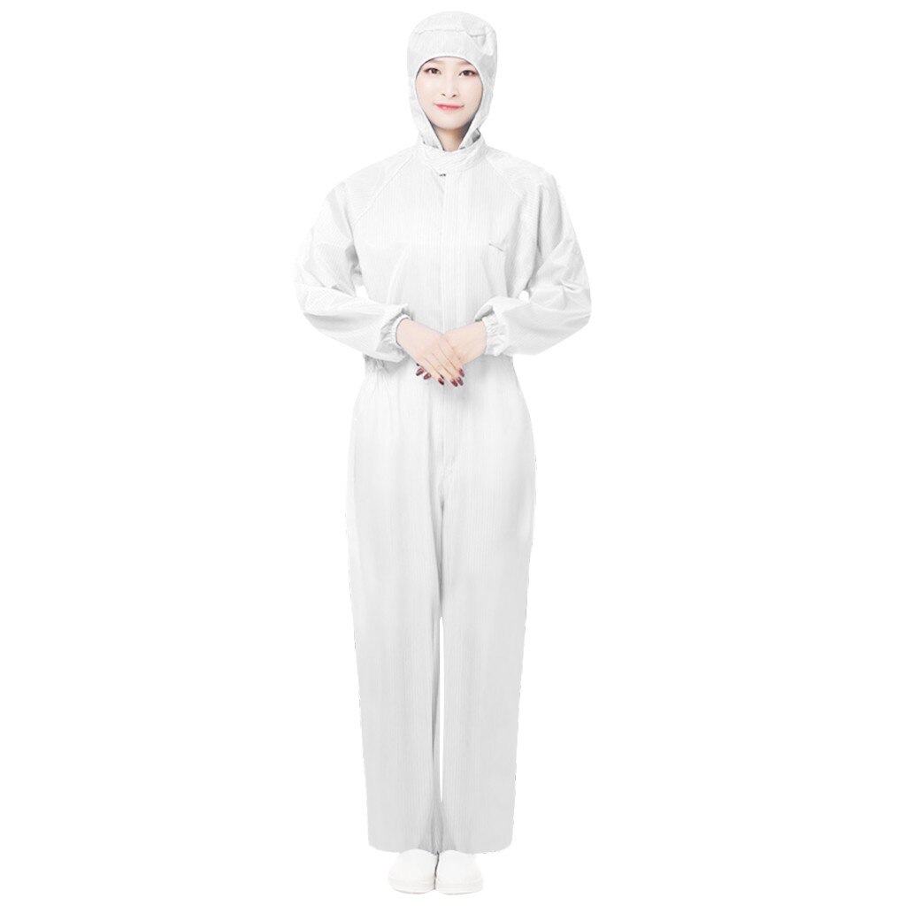 Disposable Protection Gown Dust Spray Suit Siamese Non-woven Dust-proof Anti Splash Clothing Safely Clothes In Stock#E30: Medium / White