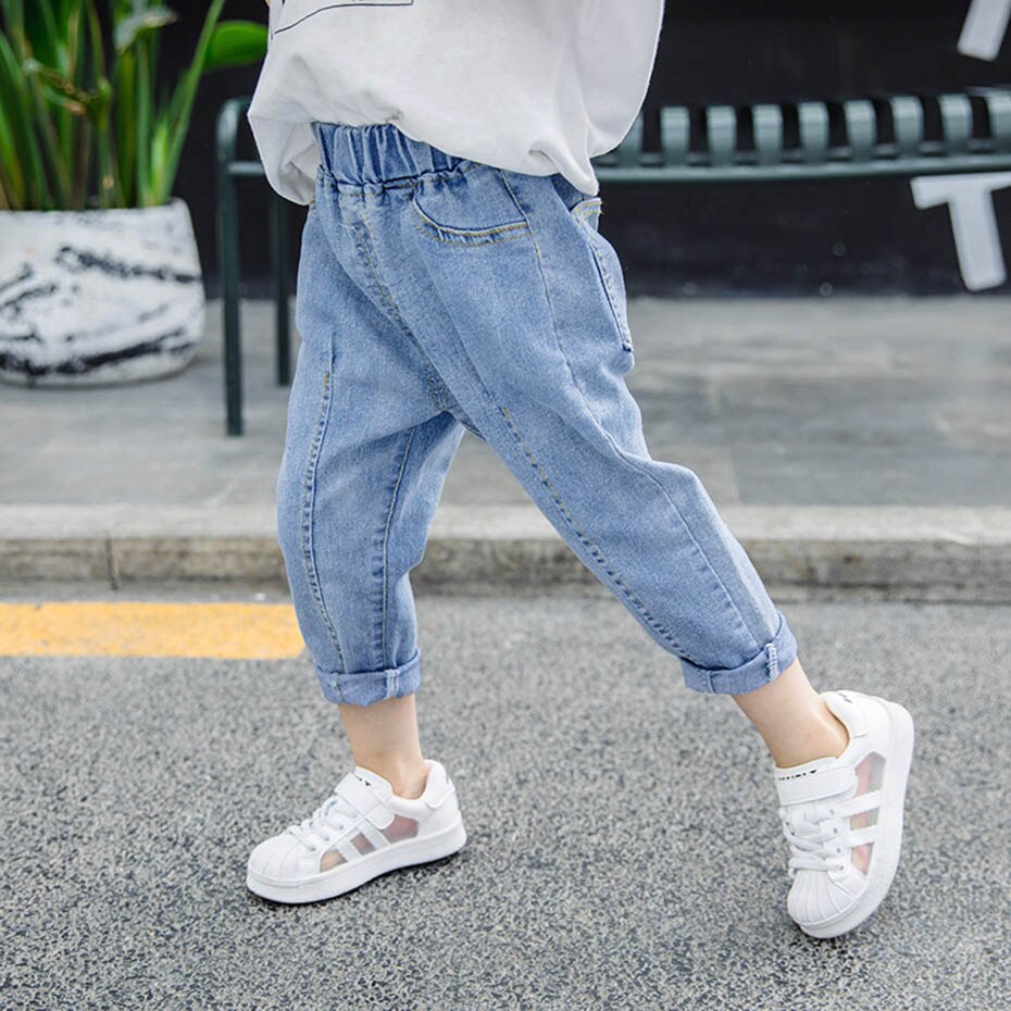 Pantalones vaqueros de Color sólido para niña, vaqueros de estilo informal para niña, ropa de tela vaquera para niño