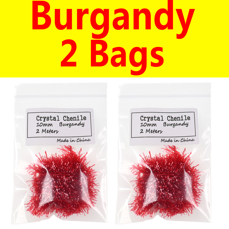 Bimoo 2 Bags 10mm Wide Crystal Flash Tinsel Hackle Flash for Fly Tying Streamer Egg Fly Salmon Fly Trout Salmon Lures: Burgandy 2 Bags