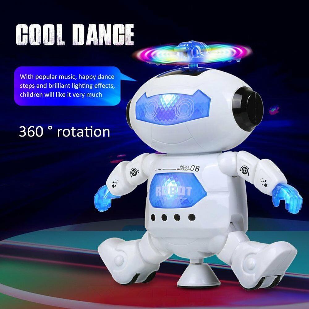 Children'S Toy Robot Neutral Plastic Music Infrared Glow Vocalization 360 Degree Cool Stunts Rotating Wheel