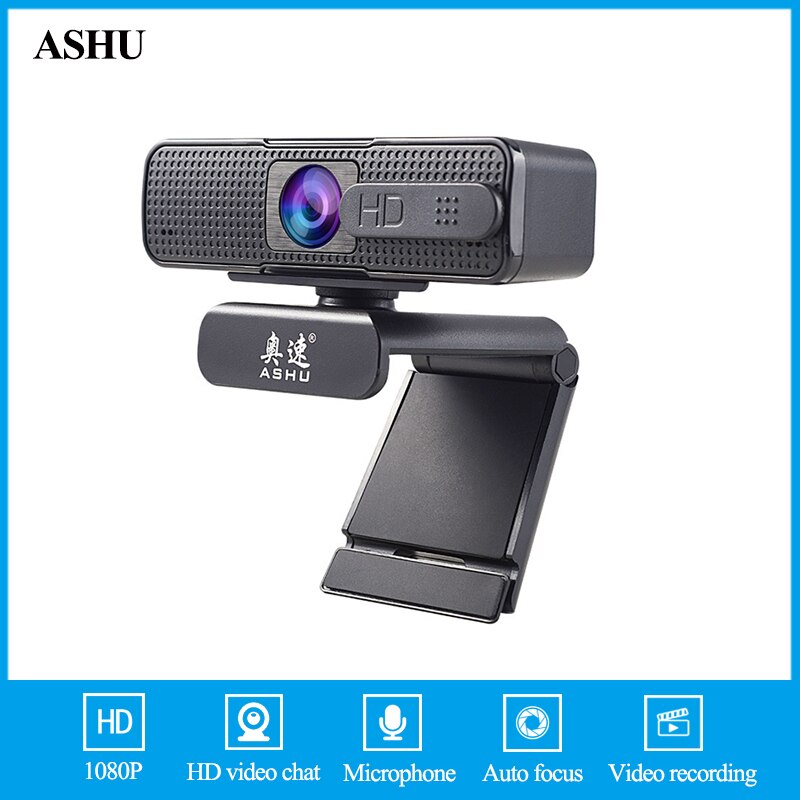 ASHU H701 HD Webcam 1080P Auto Fokus USB Stecker Spielen, mit web kamera abdeckung und Mikrofon web kamera für computer treffen lehren