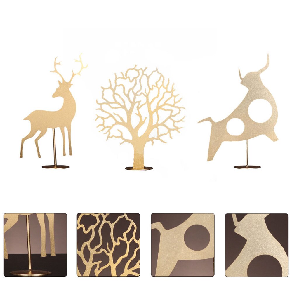 3PCS Modern Wrought Iron Decor Simple Home Ornament (3 Styles Golden)