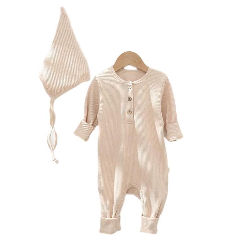 Effen Kleur Een Stuk Romper Voor Zuigelingen En Kinderen En Kleding Thuis Pyjama In Scheet Herfst Voor Kinderen s6L2: Apricot / 3-6M