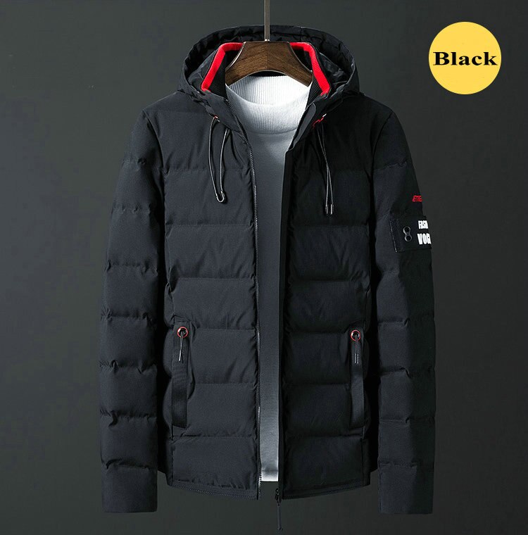 Veste d'hiver streetwear pour homme, parka épaisse et chaude à capuche, manteau d'hiver décontracté et slim pour étudiant: Noir / Taille chinoise xxxl