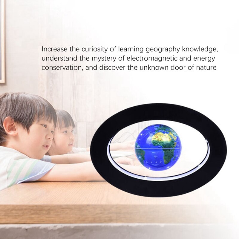 3 Inches Floating Globe Globe World Map Magnetic Levitation Globes C-Frame LED English Blue Globe For Kids-US Plug