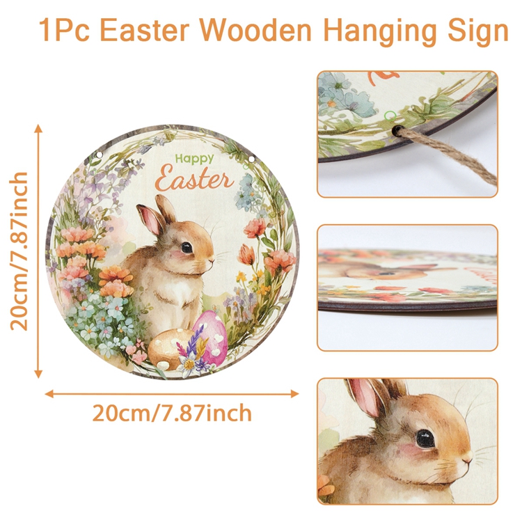 Panneau de porte en bois lapin de Pâques, Hello Welcome, Lapin de Pâques, Carotte, Plaque, Face Pendant, Joyeuses Pâques, Décor de fête, 2025: Fluorescence Jaune