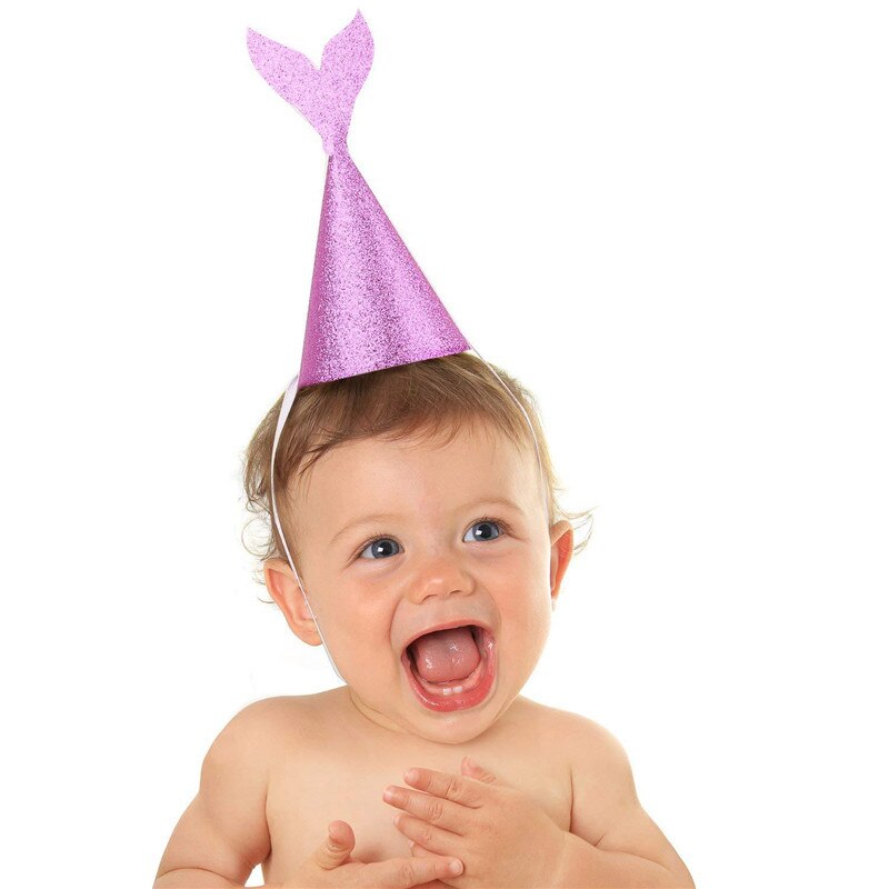 6 pièces/ensemble belle scintillante sirène forme fête célébration Carton chapeaux anniversaire chapeau fête photographie décor pour les enfants