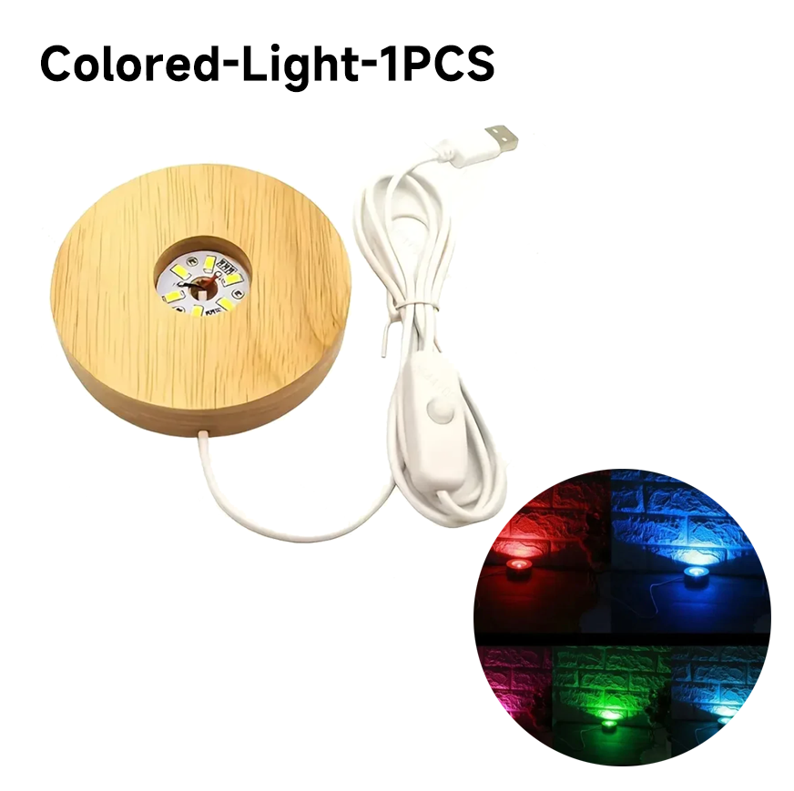 Dekorativa lampor i trä för skrivbordet ljusbas nattlampa trä-led-usb-display ljusdisplaystativ lamphållare lampkonstprydnad: Beige / 2 g 11