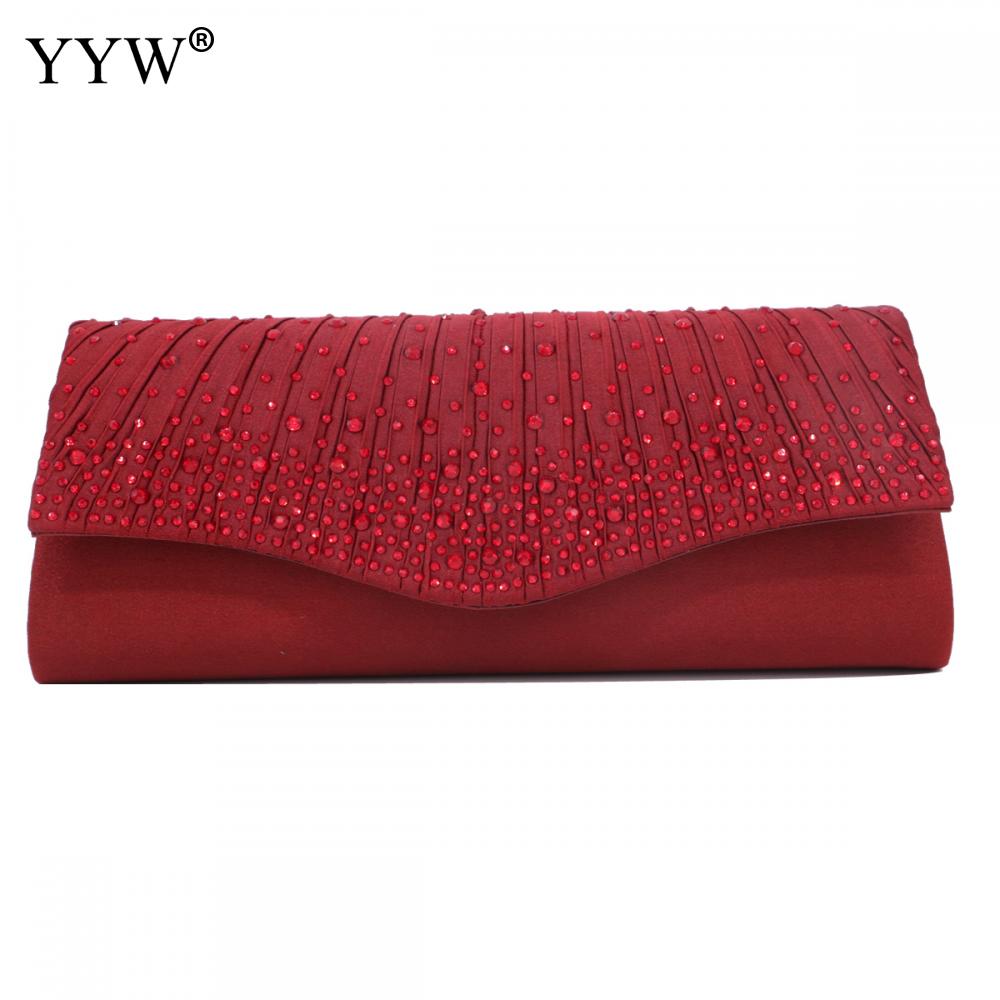 Elegante Kralen Vrouwen Avond Koppelingen Tas Diamanten Vrouwelijke Crossbody Tas Dames Envelop Purse Voor Party Roze Handtassen Dames: red