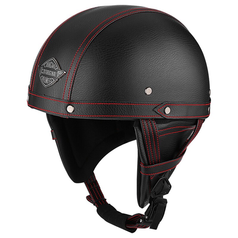 PU Leather Retro Helmet Motorcycle Motorbike Rider Half Helmet Open Face Half Moto Helmets: Color 4 / L
