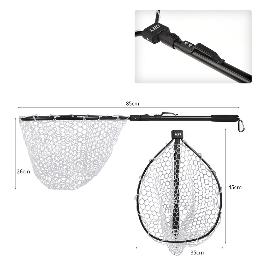Fly Fishing Net Mesh Wooden Handle Nylon Rubber Landing Net Catch and Release Holder Basket Pesca Combo Kit Trout Fishing Tools