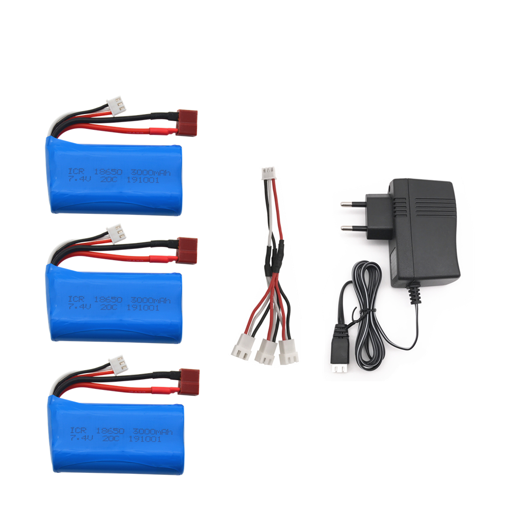 7.4V 3000MAH lipo Batteria 18650 per Q46 Wltoys 10428 /12428/12423 RC Auto Ricambi Accessori Per Wltoys 144001 A959-B A969-B: EU 3PCS