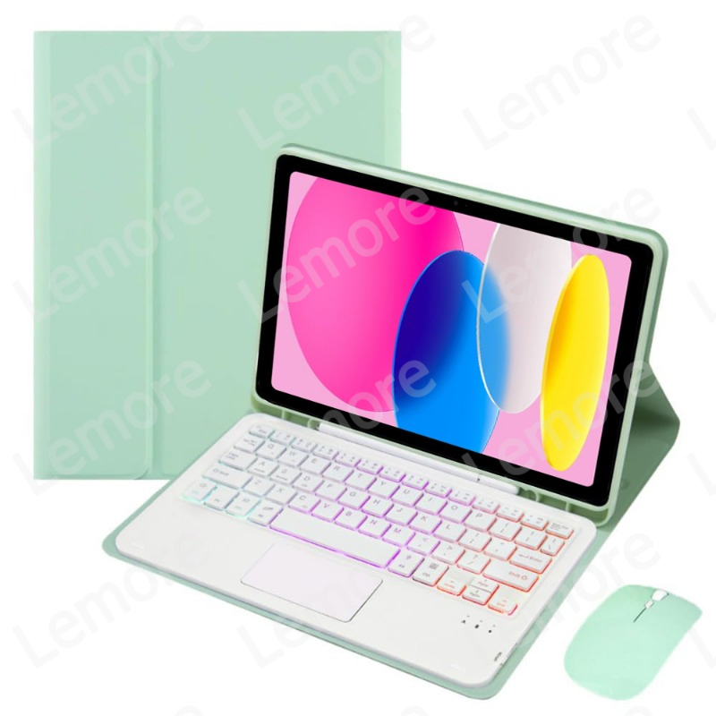 Engels toetsenbord met touchpad voor iPad A16 11 '' / iPad 2025 11e generatie 2025 Verlicht toetsenbordhoes met potloodsleufstandaard: Paars
