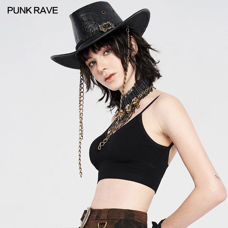 PU carved cowboy hat Punk Rave WS-359MZF