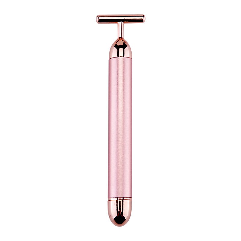 Rouleau électrique de Massage du visage, barre de beauté en or 24K, bâton de soins du visage vibrant et étanche: Rose gold