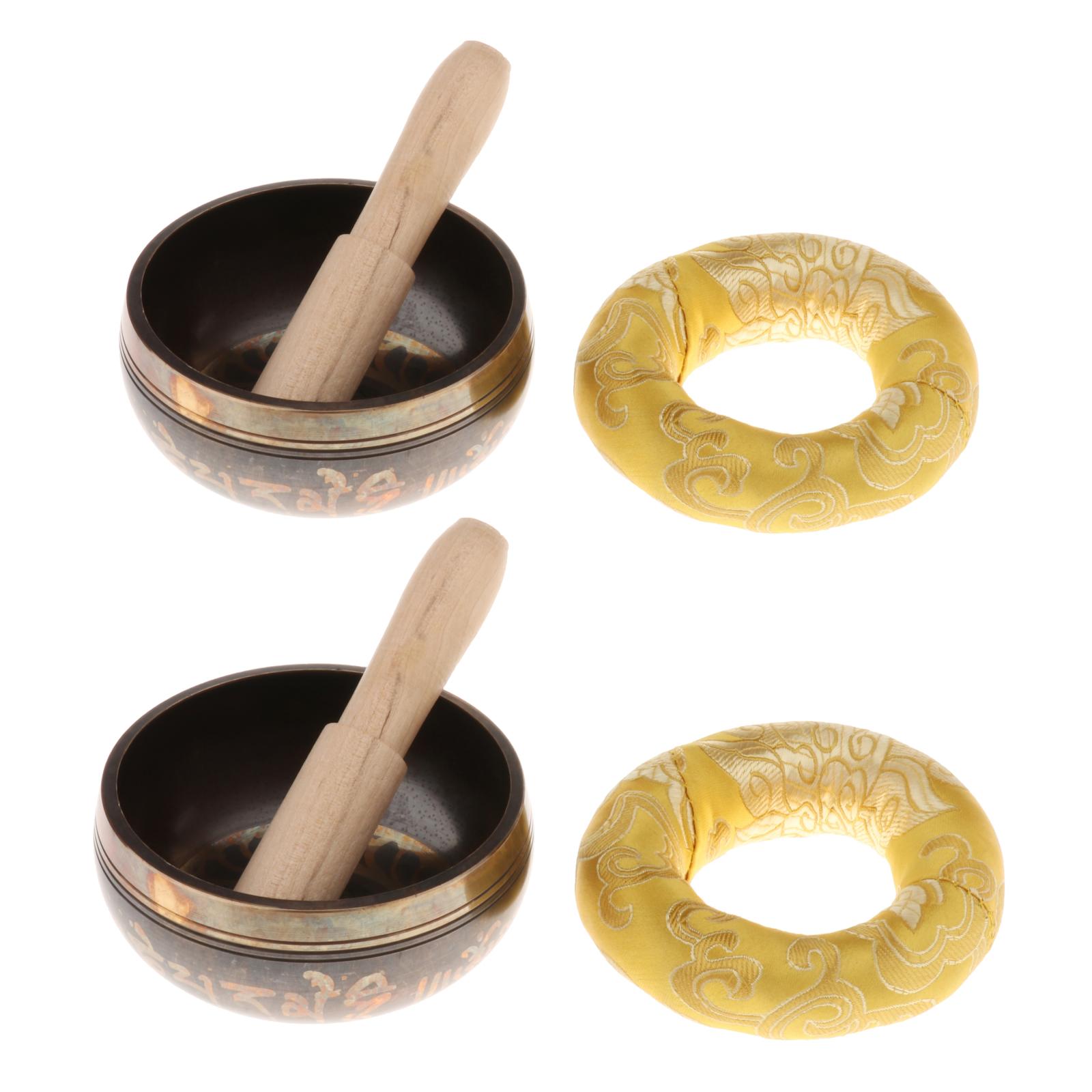 Traditional Singing Bowl with Mallet Cushion Buddhist Meditation Relaxation