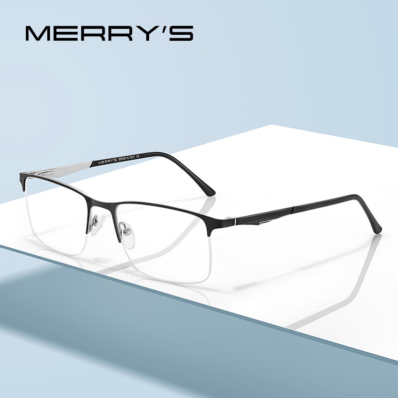 MERRYS-gafas de sol cuadradas para hombre, anteojos masculinos de , Montura de gafas de aleación de titanio, para miopía, graduadas, ultralivianas, S2059