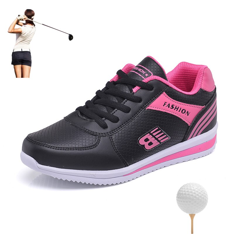 Frauen Herbst Winter Golf Schuhe Ausbildung drinnen Turnschuhe Wasserdichte Freizeit Golf Turnschuhe Mädchen Damen Geschäft Trainer Frauen: Schwarz rot / 5