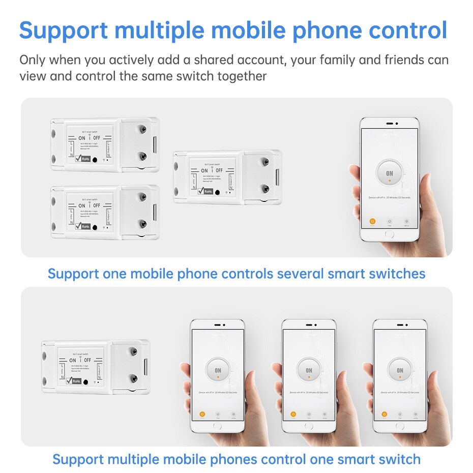 Wifi Smart Home Switch LED Light Breaker Wireless Remote Tuya Smart Life APP Control Work with Alexa Google Assistant IFTTT