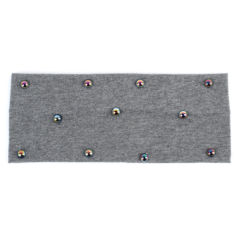Geebro Frühling frauen Flache Baumwolle Stirnband Regenbogen Farbe Perlen Stirnbänder für Mädchen dehnbar Haarband Turban wickeln: Schwarz