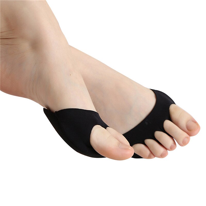 Women Forefoot Pads 1 Pair Five Toes High Heels Half Insoles Invisible Foot Pain Care Absorbs Shock Socks Toe Pad Inserts: Black