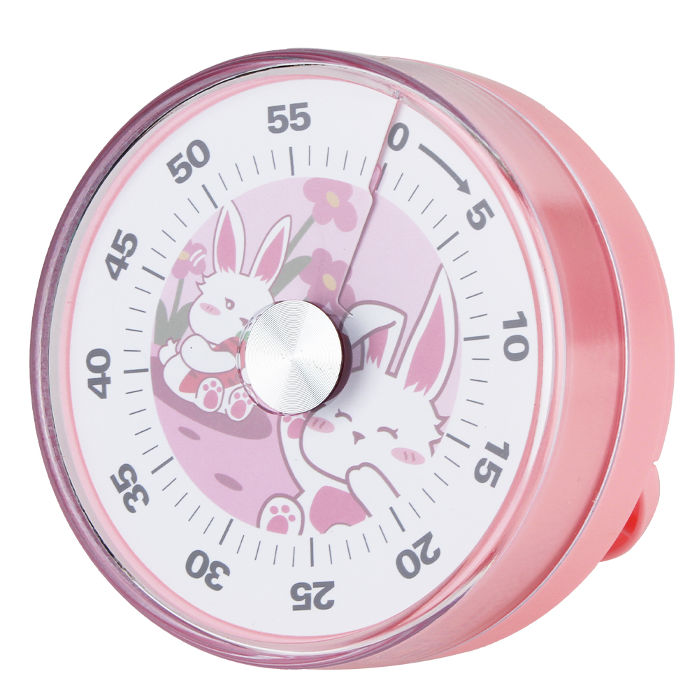 Magnetischer Uhr-Timer, mechanisch, mit lautem Alarm, Küchentimer, Alarm, Kochtimer, 60 Minuten, für Schüler, Lehrer, visueller Timer: Rosa