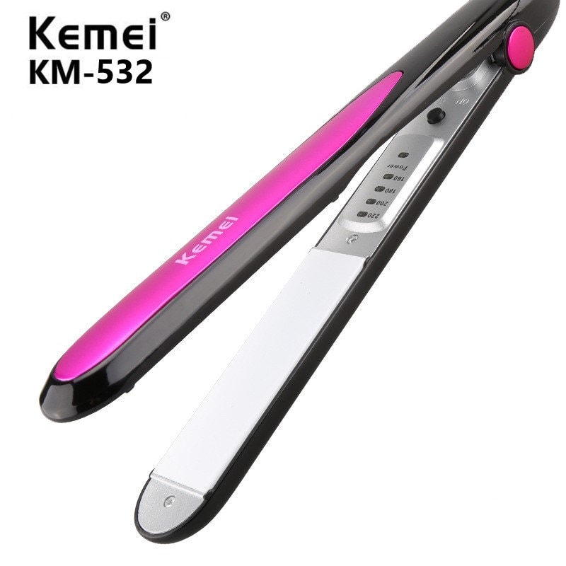 Plancha alisadora de pelo, herramientas de estilismo, Rizador iónico plano, KM-532