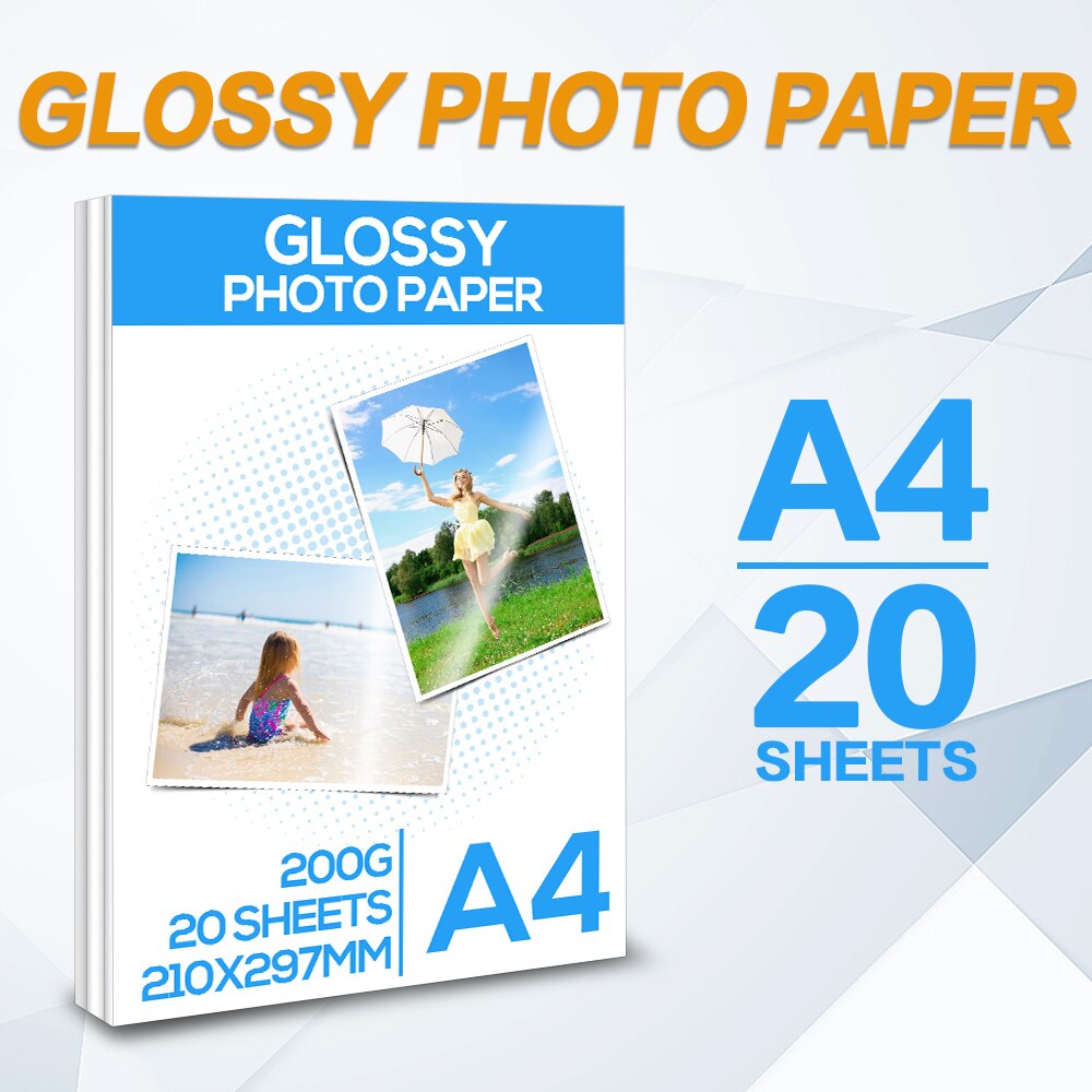 Labelwell-20 hojas de papel fotográfico brillante A4, papel fotográfico mate de para impresora de inyección de tinta, 210mm X 297mm, adecuado para fotos de álbum: 20sheets Glossy