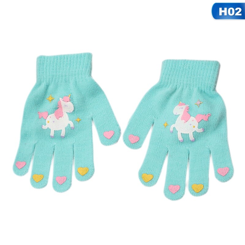 Cartoon Cute Unicorn Tiere Winter Baby Jungen Mädchen Gestrickte Handschuhe Halten Warme Handschuhe Voll Finger Handschuhe für 7-12Y Kinder: H02