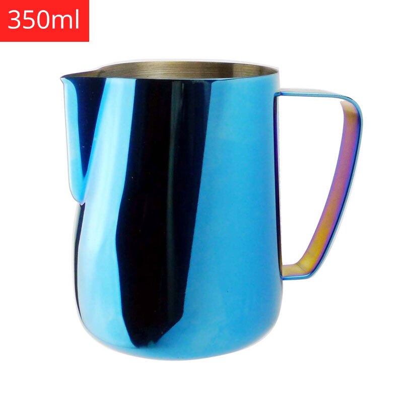 Melk Dampende &amp; Opschuimen Werper, rvs Non-stick Melkkan Pull Bloem Cup Perfect Voor Koffie Cappuccino Latte Art: Blue 350ml