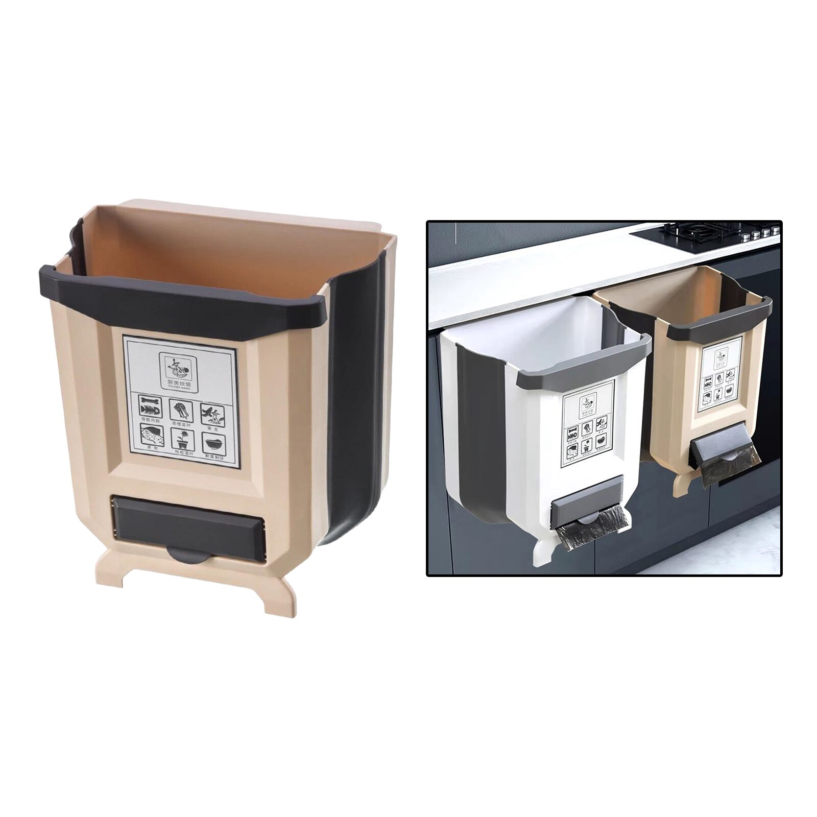 Kitchen Door Hanging Trash Can Garbage Bin Rubbish Container Collapsible Pull Out Trash Can Scrap Trap Under Cabinet Storage Box