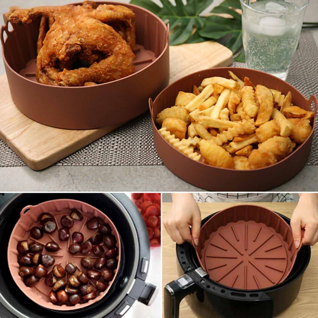 Air Fryer Silicone Pot Reusable Air Fryer Liner Keep The Basket Clean BPA FREE Food Safe Container Bowl For Air Fryer Microwave