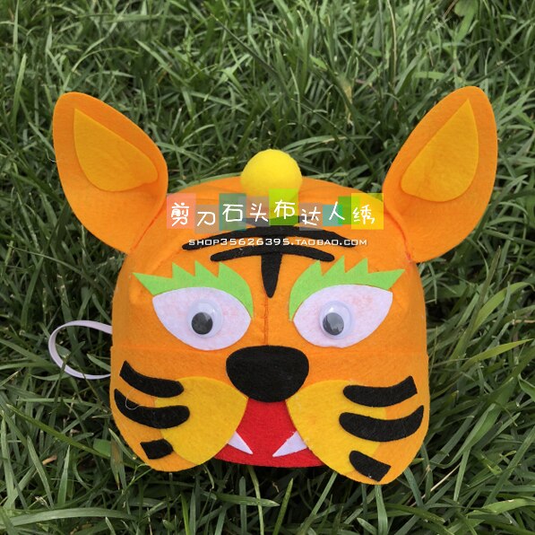 Adornos para la cabeza para niños, tela kit de fieltro, tela no tejida, manualidades DIY, juego de costura, Material para manualidades, suministros de costura DIY: Tiger