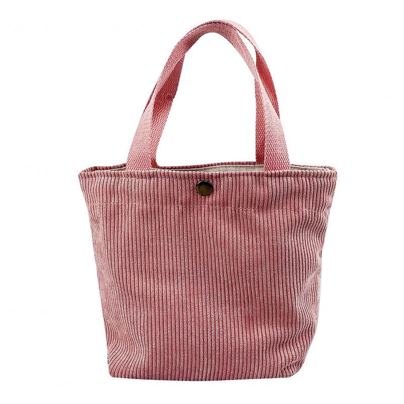 Women Corduroy Shopping Bag Female Canvas Cloth Shoulder Bag Environmental Storage Handbag Reusable Foldable Eco Grocery Totes: Pink