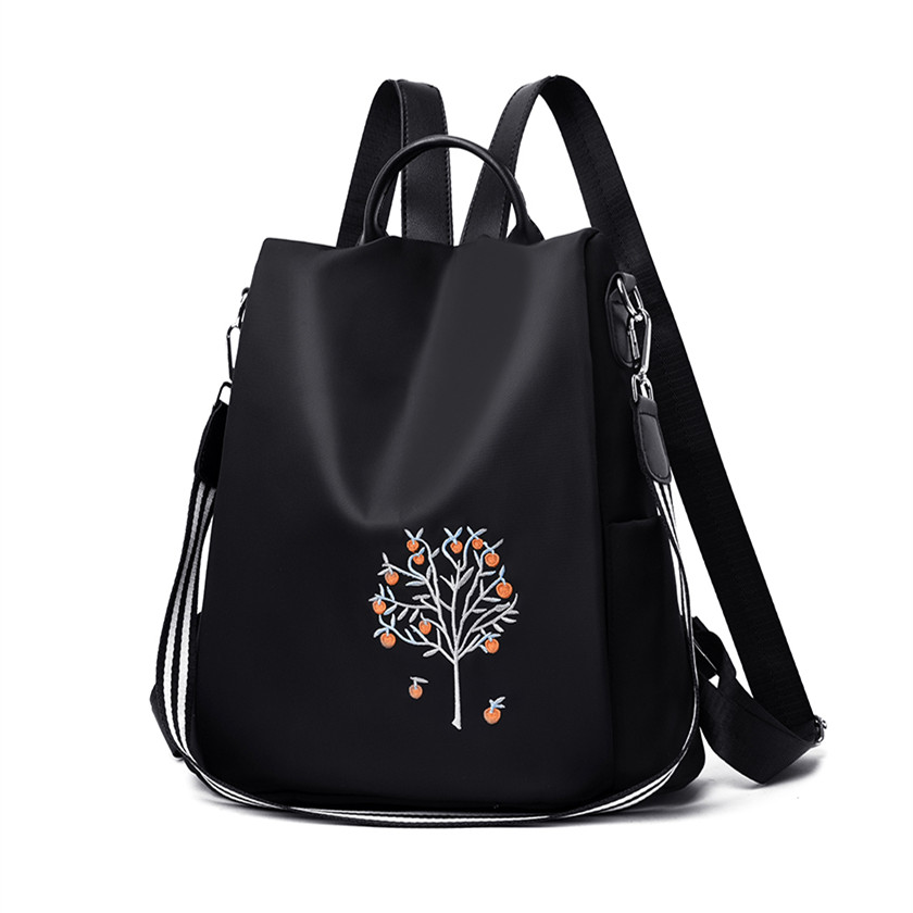 Fengdong Vrouwen Zwarte Bloem Vintage Rugzak Anti Diefstal Kleine Rugzak Voor Meisjes Waterdichte Oxford Bloemen School Rugzak: Tree