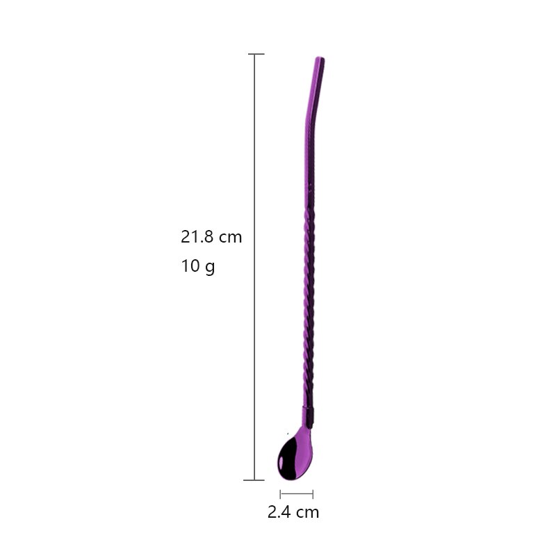Canudos reutilizáveis coloridos para beber, 4 unidades, aço inoxidável, coquetel, colher, mexer, leite, café, ferramentas de agitação: 4Pcs Purple