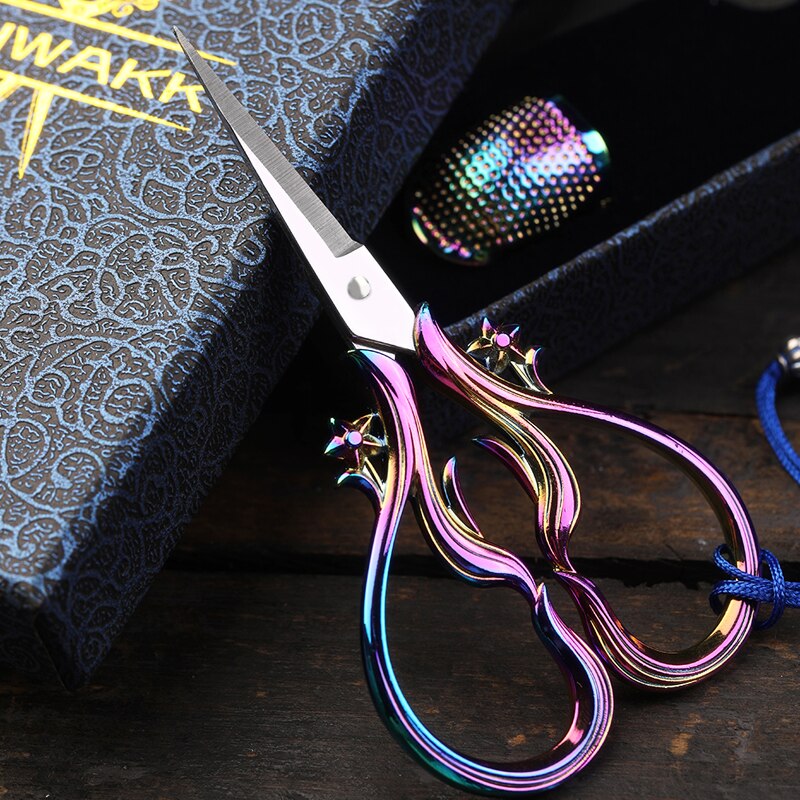 SHWAKK European Retro Scissors Cross Stitch Antique Vintage Scissors Thread Embroidery Scissor Sewings For Handicraft DIY