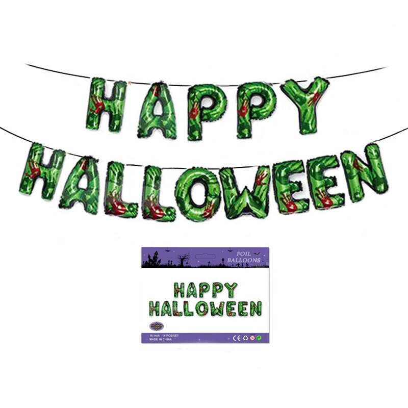 Glade halloween balloner flerfarvet tegneserie brev halloween balloner halloween fest ornamenter rekvisitter boligindretning forsyninger: Grøn