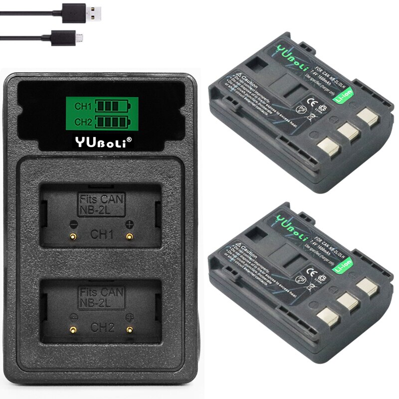 batterie NB-2L NB2L NB-2LH NB 2L NB 2LH NB2LH Digital Camera Battery pack For Canon Rebel XT XTi 350D 400D G9 G7 S80 S70S30: charger and 2battery