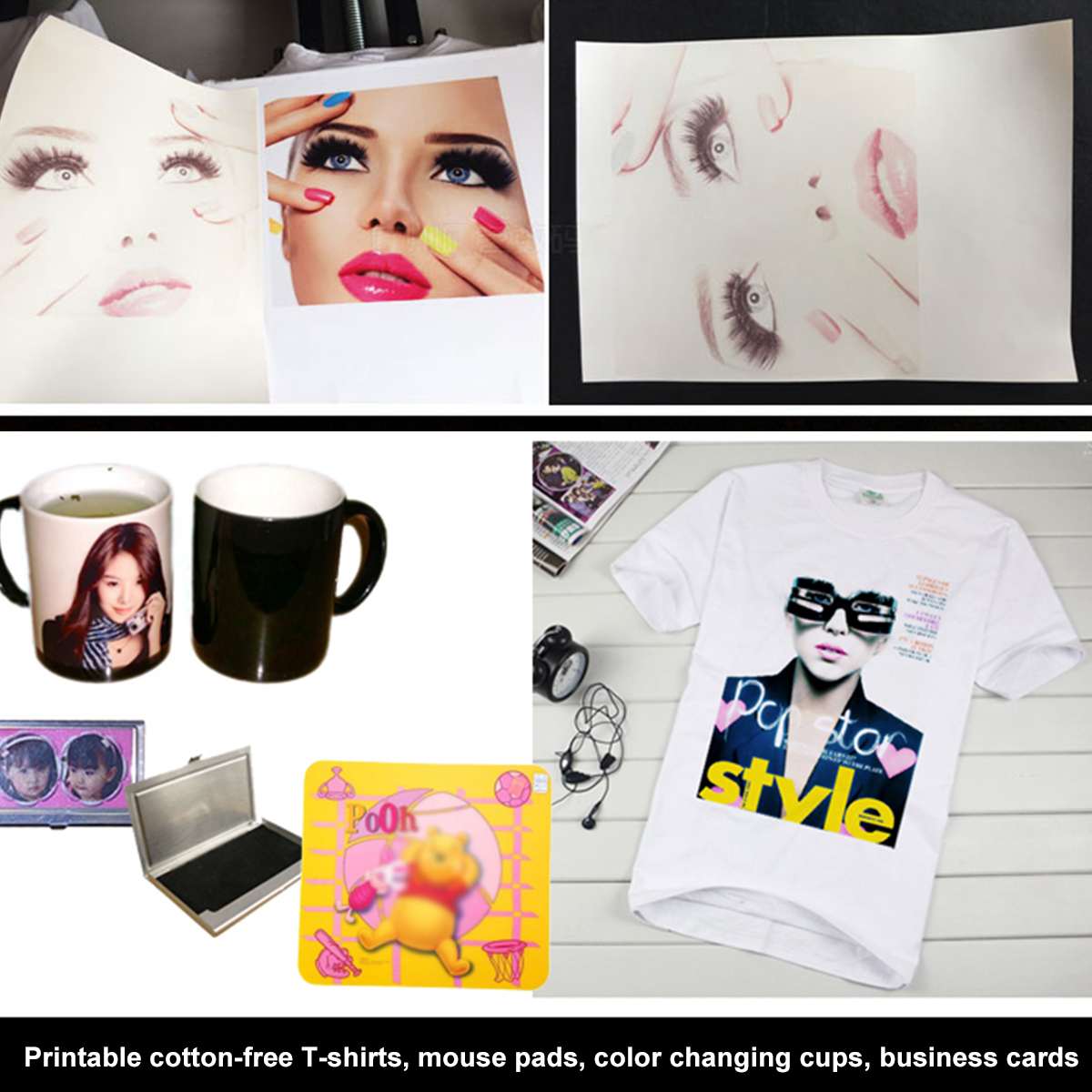 100pcs A4 Heat Transfer Paper for T-shirt Printing Ironing Stamping Machine Lamp/Dark Transfer Paper