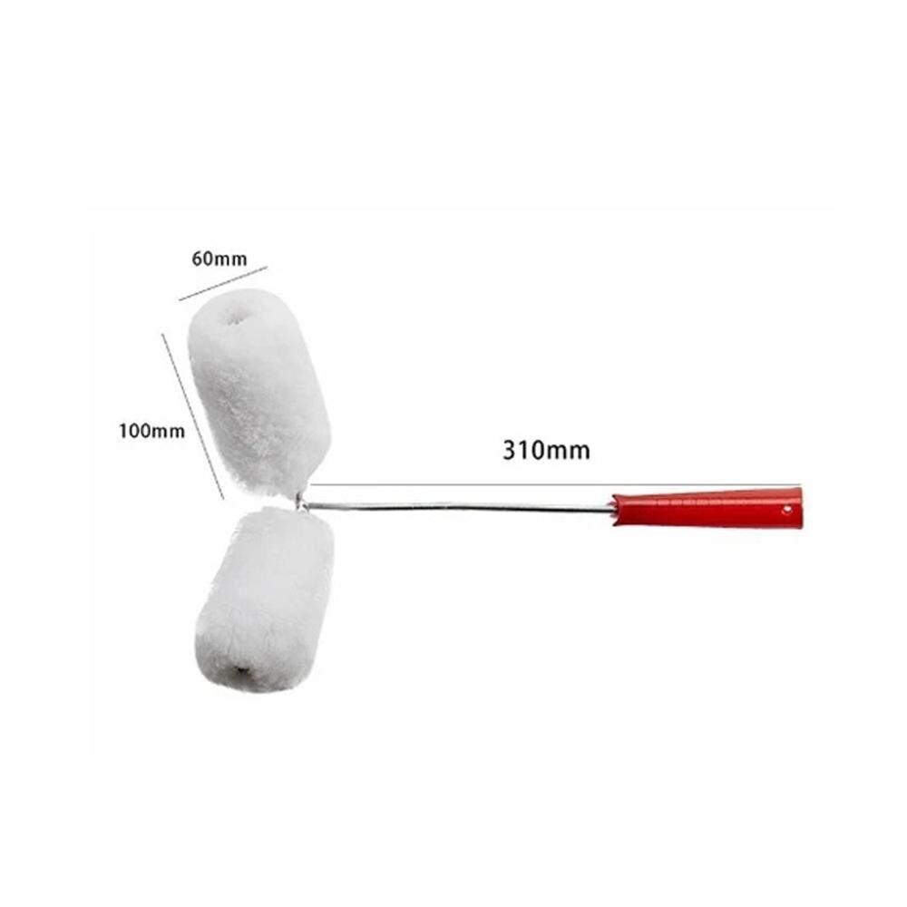 Portable Double Head Paint Roller Brush Handle Flocked Edge Wall Painting Tool