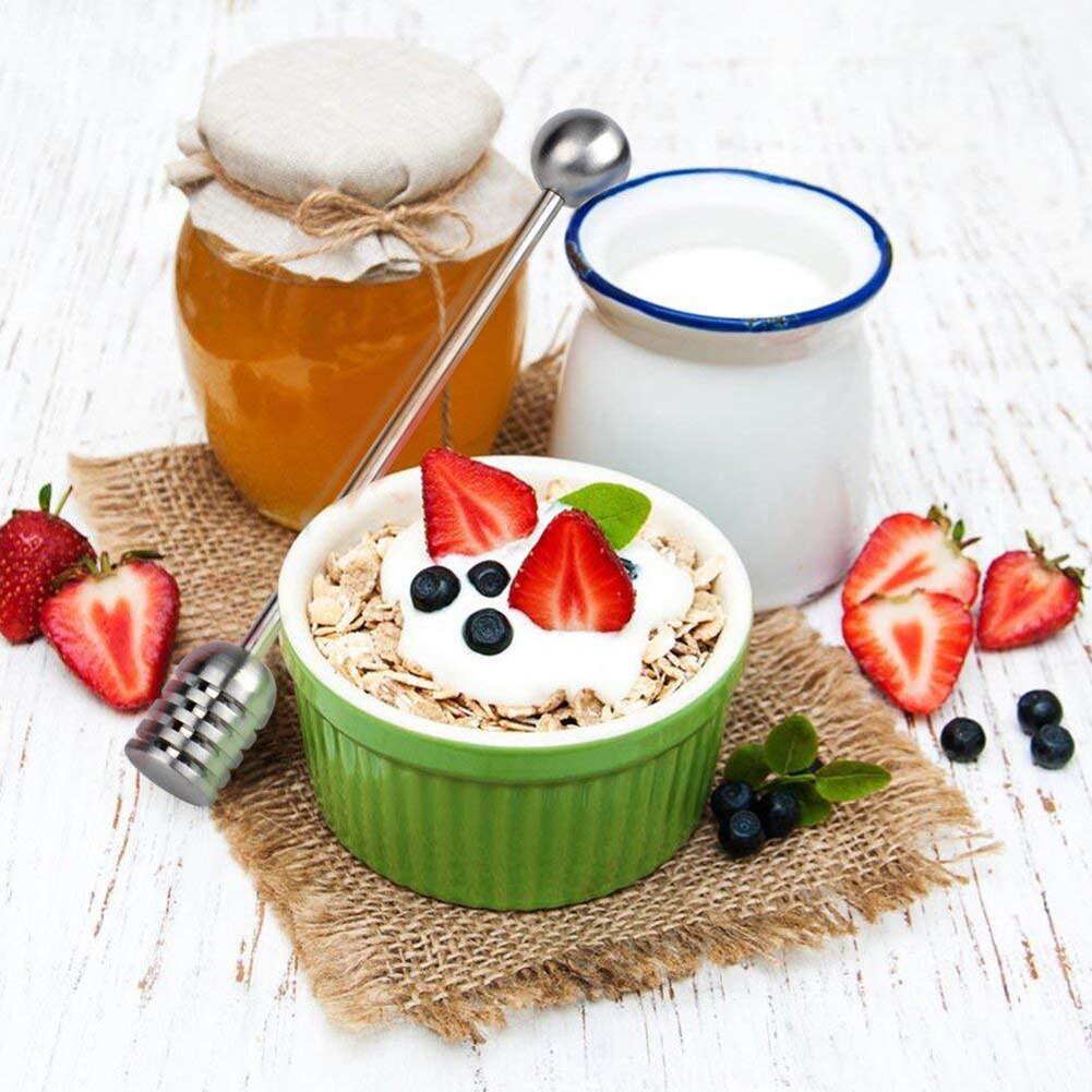 1 sztuk 15.3/15.8cm czerpak robić miodu ze stali nierdzewnej antyrdza robić słoik na miód dozowania mżawka miód łyżki kawy