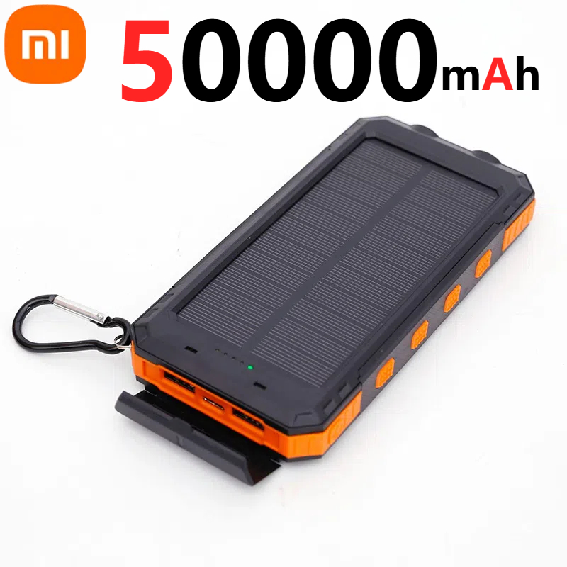 Xiaomi 50000 mah bærbar solcelle-powerbank med stor kapacitet, hurtigopladning, eksternt batteri med lommelygte til xiaomi iphone huawei: Rød