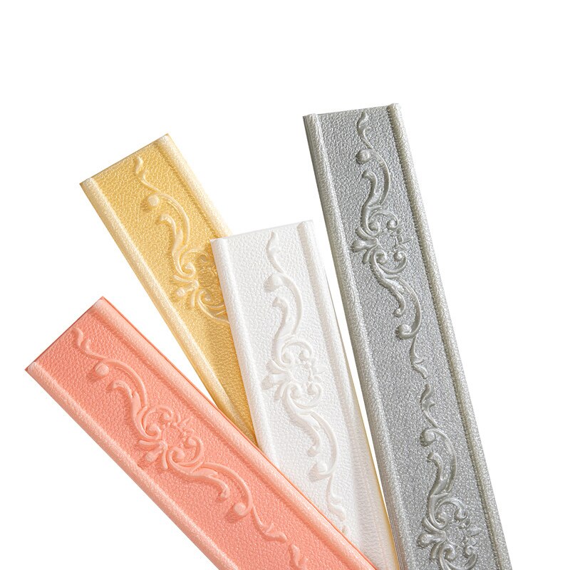 Self-Adhesive Foam 3D Foam Wall Stickers Door Frame Edge Strip Edge Band Wall Skirt Decoration Waist Line Wallpaper Skirting