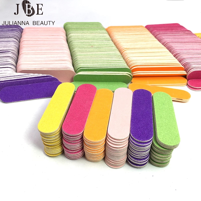Limas de madera desechables para manicura, papel de lija, pulido, Mini lima de uñas, 100 Uds.